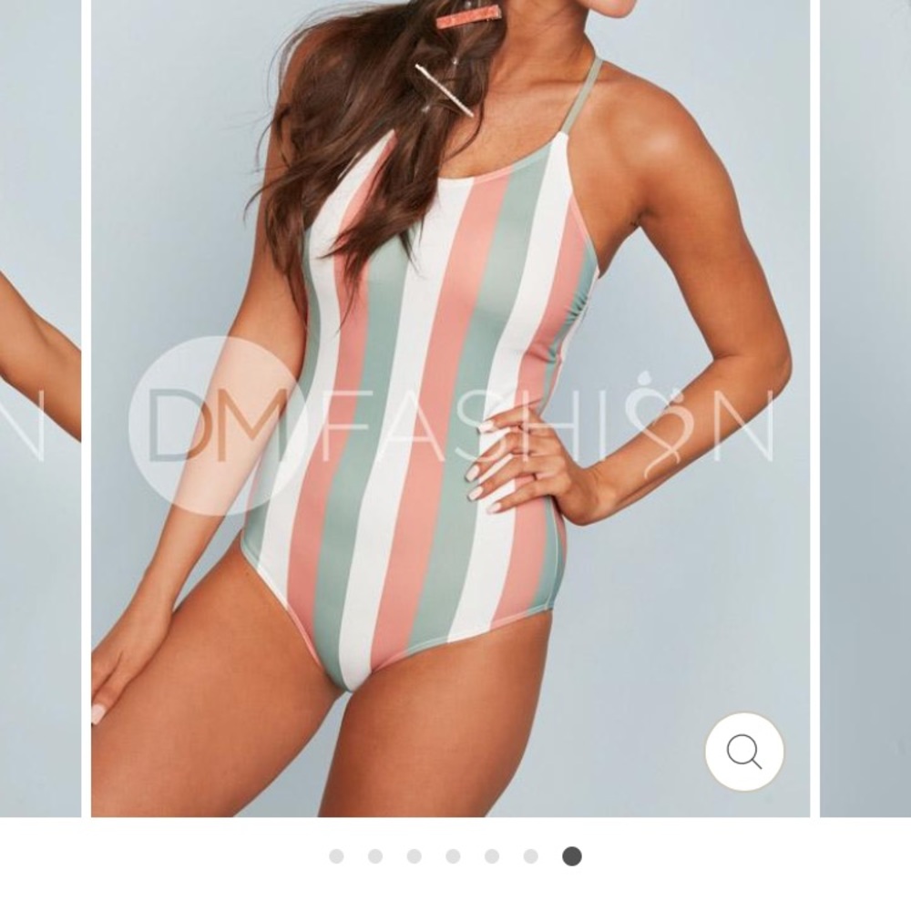 Dm fashion one piece lace up paradise stripes